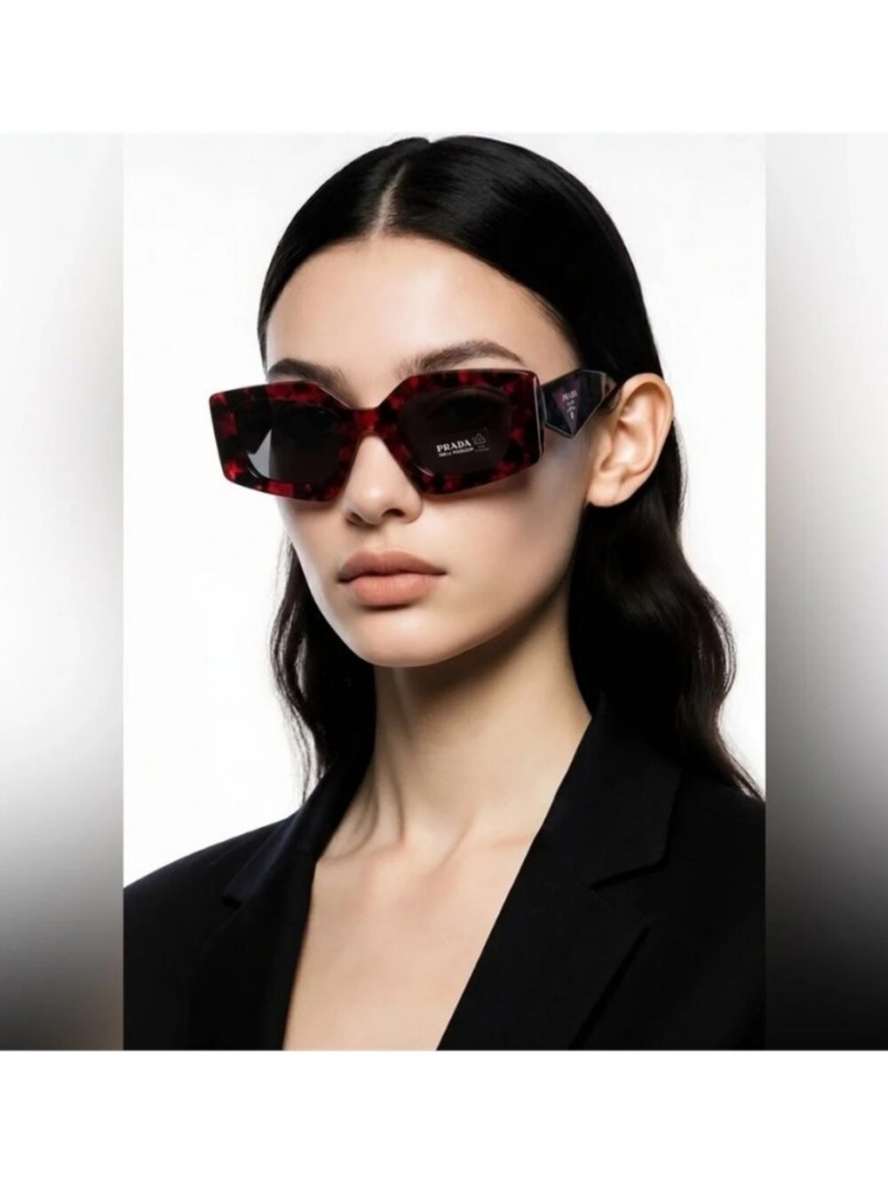 New Authentic Prada Red Tortoise Shell Sunglasses - Picture 10 of 16
